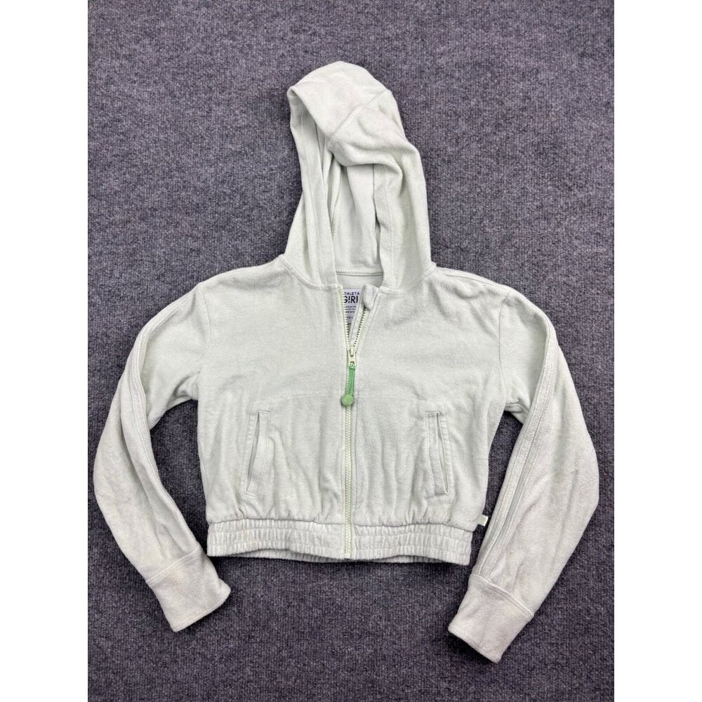 Athleta Girl Surf And Sand Full Zip Jacket Girls M 8-10 Light Green Terry Hoodie